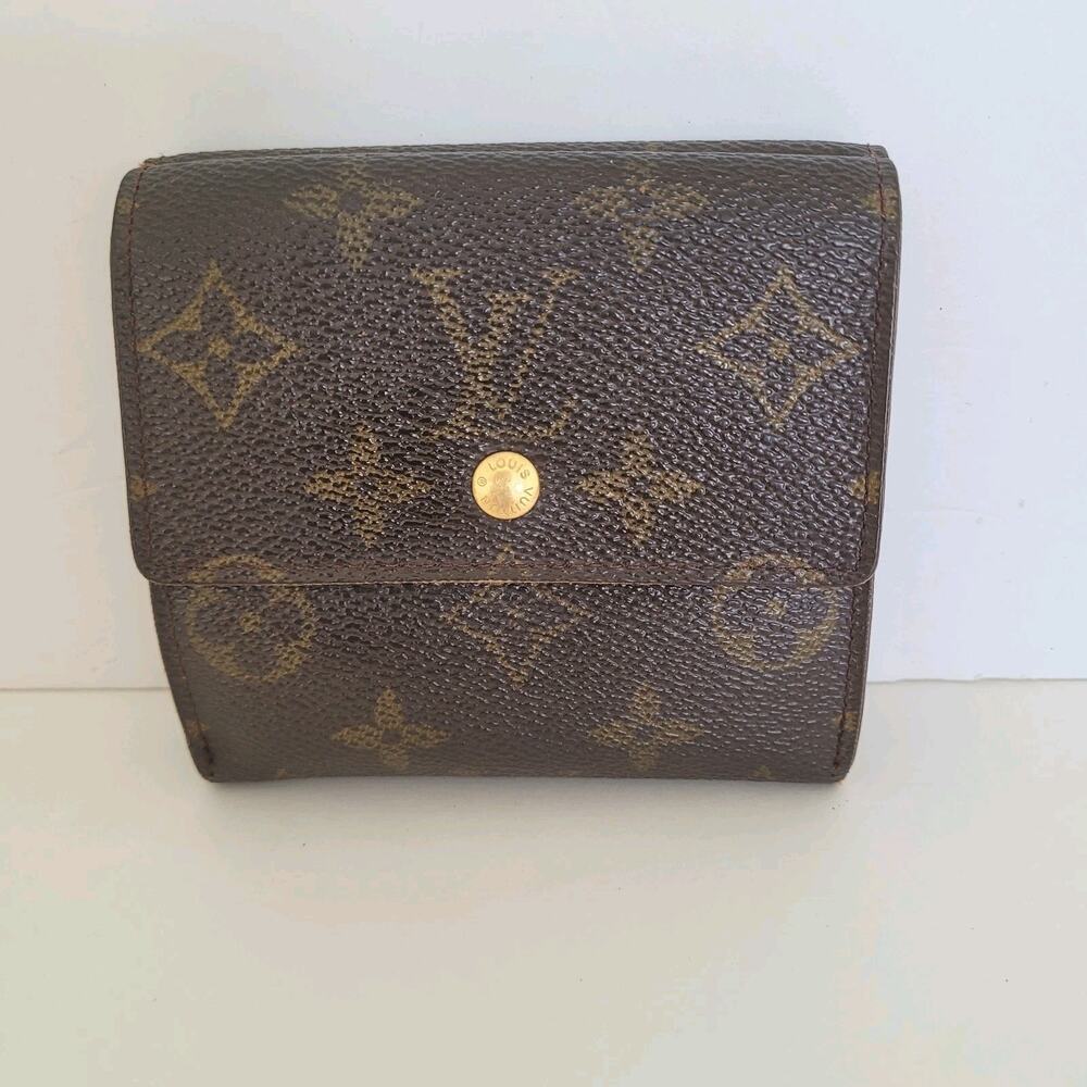 LOUIS VUITTON LV Vintage 1994 Monogram Leather Wallet Brown Medium Trifold Elise